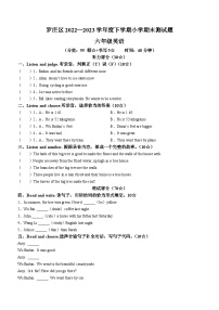 2022-2023学年山东省临沂市罗庄区人教PEP版六年级下册期末质量检测英语试卷(无答案)