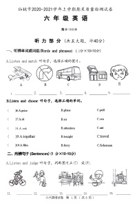 湖北省仙桃市2020-2021学年六年级上学期期末英语试题