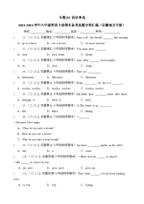 专题03语法单选-2023-2024学年六年级英语上册期末备考真题分类汇编（安徽地区专版）