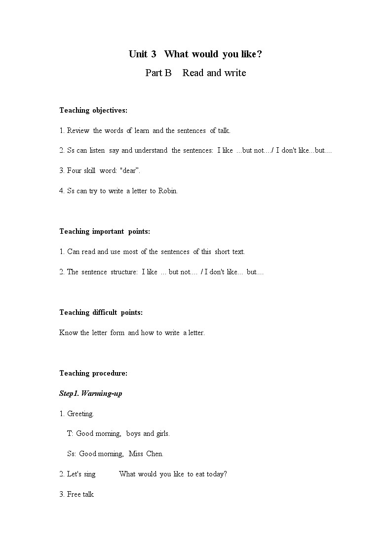 PEP五年级上册Unit 3 Part B Read and write公开课教案第1页