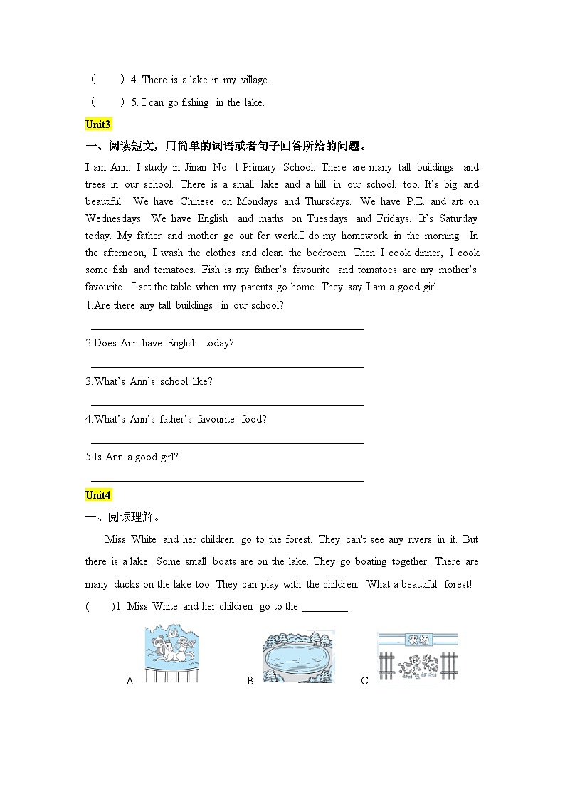 【寒假提升】（人教PEP版）小学英语 2023-2024学年 五年级    寒假专项训练 专题05 阅读-练习第2页