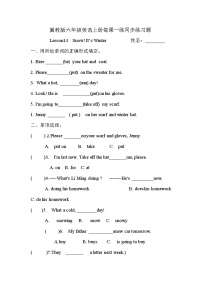 冀教版 (三年级起点)六年级上册Unit 3  Winter in canadaLesson 14 Snow! It's Winter!综合训练题