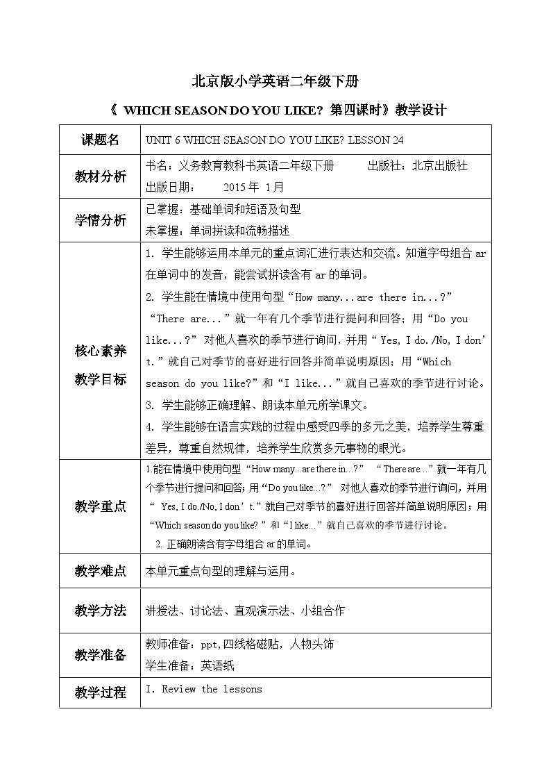 【核心素养目标】北京版小学英语 二年级下册 《Lesson24》课件+教案（含教学反思）01