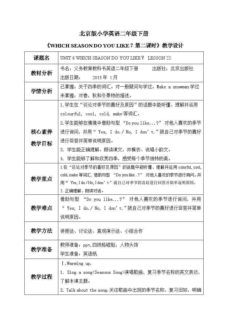 【核心素养目标】北京版小学英语 二年级下册 《Lesson22》课件+教案（含教学反思）01