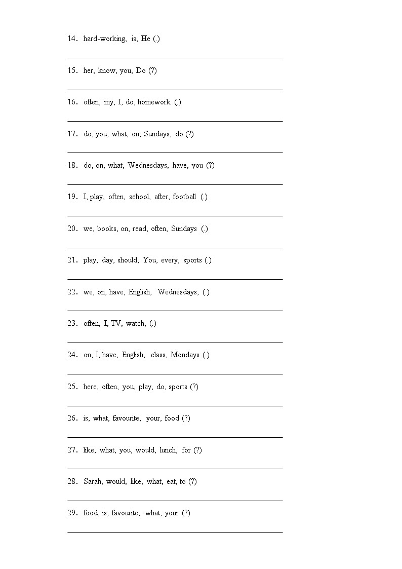 专题05连词成句--2023-2024学年五年级英语上册期末专项复习（人教PEP版）02