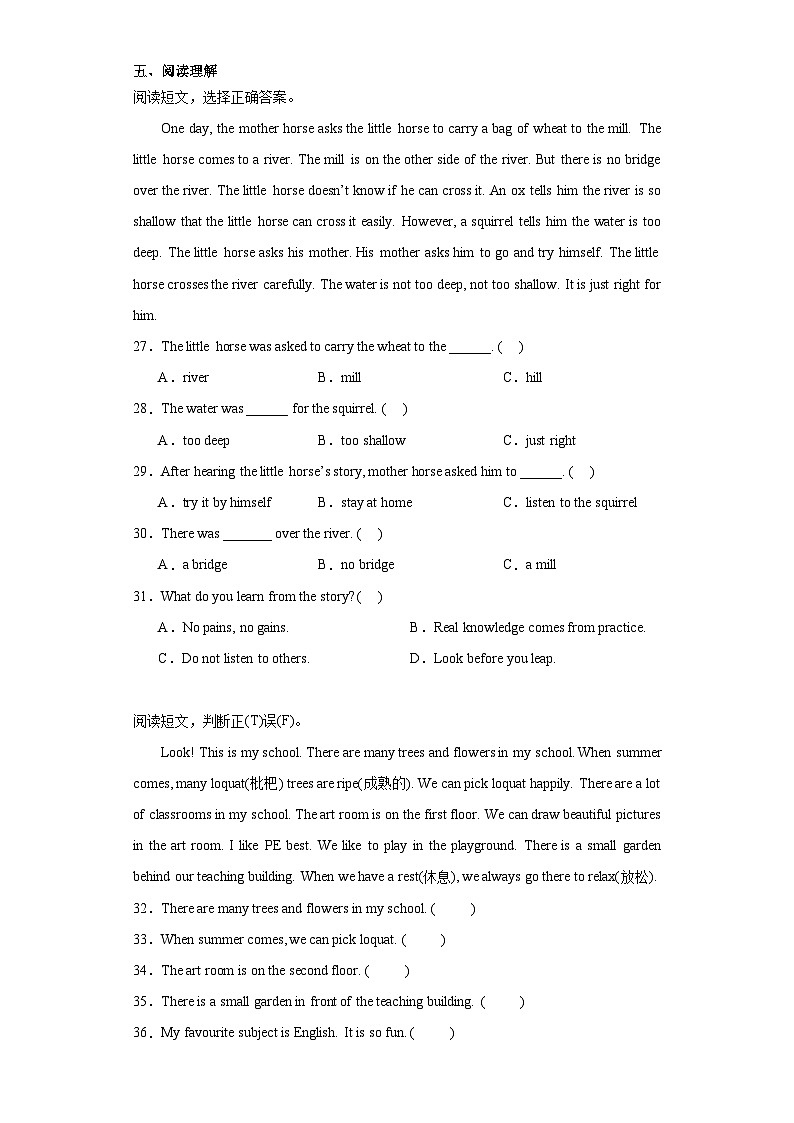 期末模拟卷-2023-2024学年英语五年级上册译林版（三起）第3页