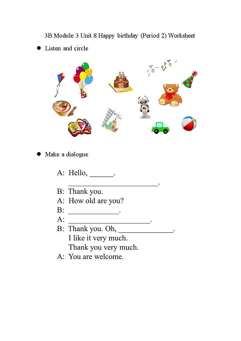 （广深）沪教牛津版六三制 3B Unit 8 Happy birthday! Period 2 课件+教学设计01