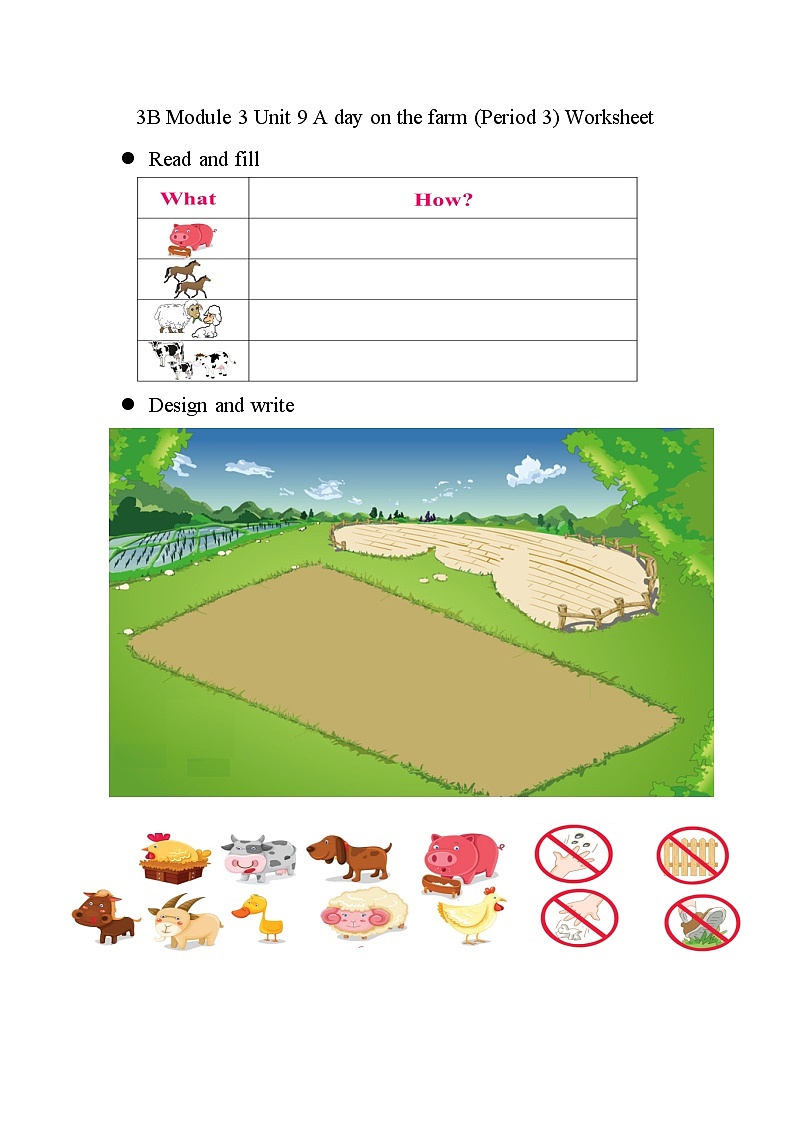 （广深）沪教牛津版六三制 3B Unit 9 A day on the farm Period 3 课件+教学设计01