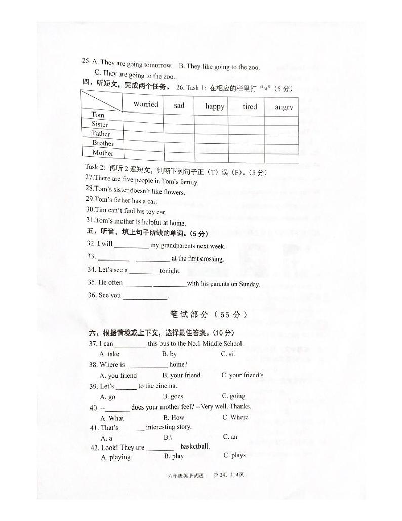 广东省肇庆市四会市2023-2024学年六年级上学期1月期末英语试题02