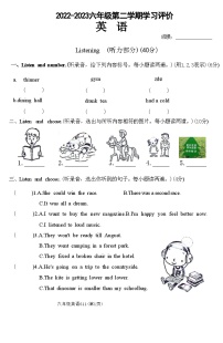 河南省新乡市卫滨区2022-2023六年级下学期英语期末学习评价试卷(附答案)