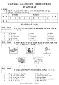 陕西省咸阳市武功县2023-2024学年六年级上学期期末考试英语试题