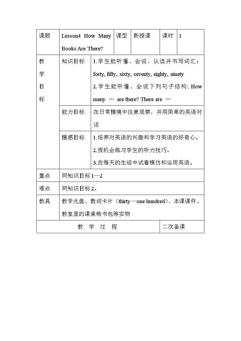 Lesson4 How Many Books Are There教案第1页