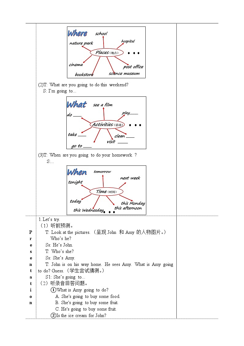 Unit 3 My weekend plan PArt B Let's talk（教学设计）人教PEP版英语六年级上册02