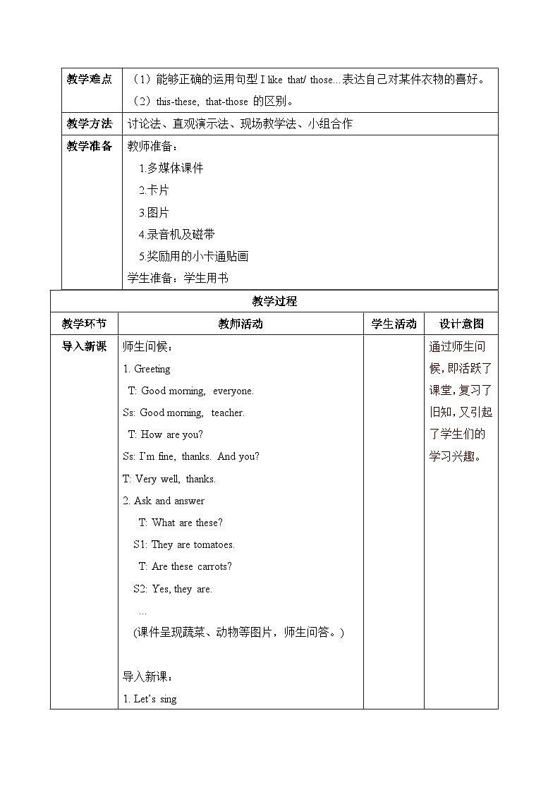 【核心素养】人教版PEP小学英语四年级下册 Unit 5《My clothes》PA 第二课时let’s learn 课件+教案02