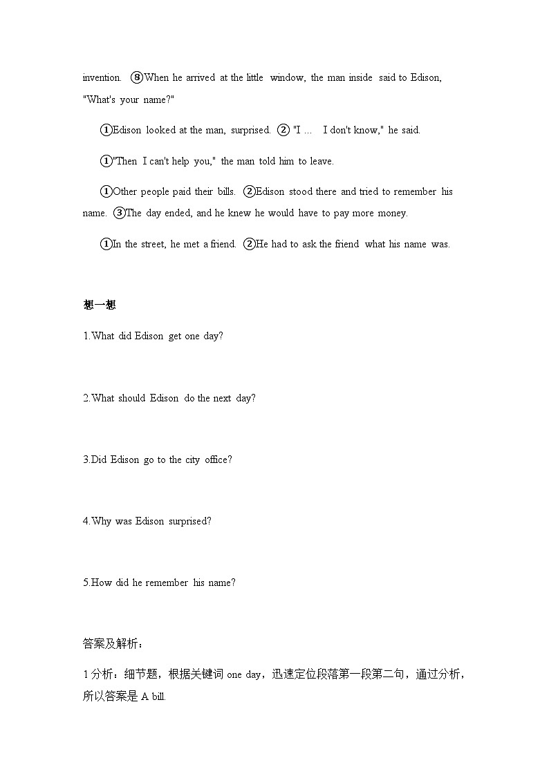 六年级下册英语试题-小升初阅读回答问题专项讲解及练习（有答案）  全国通用03