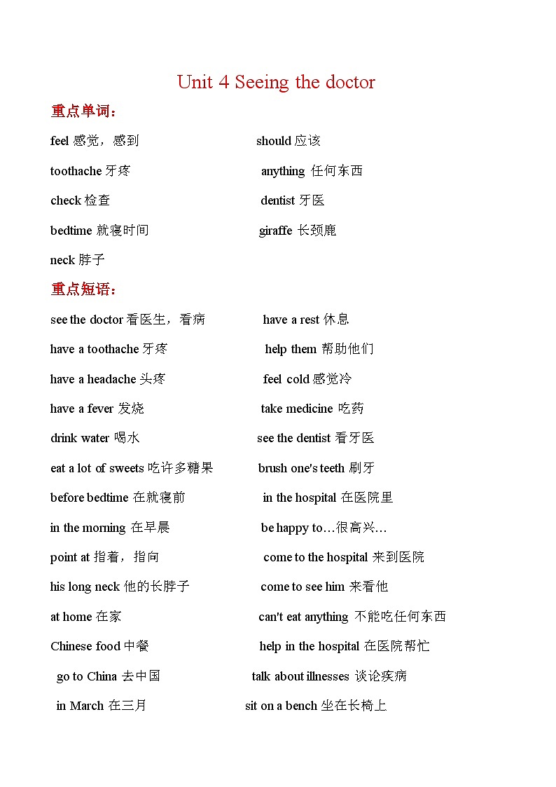 寒假预习：单元知识梳理+巩固练习+Unit+4+五年级英语下册+译林版（三起）含答案01