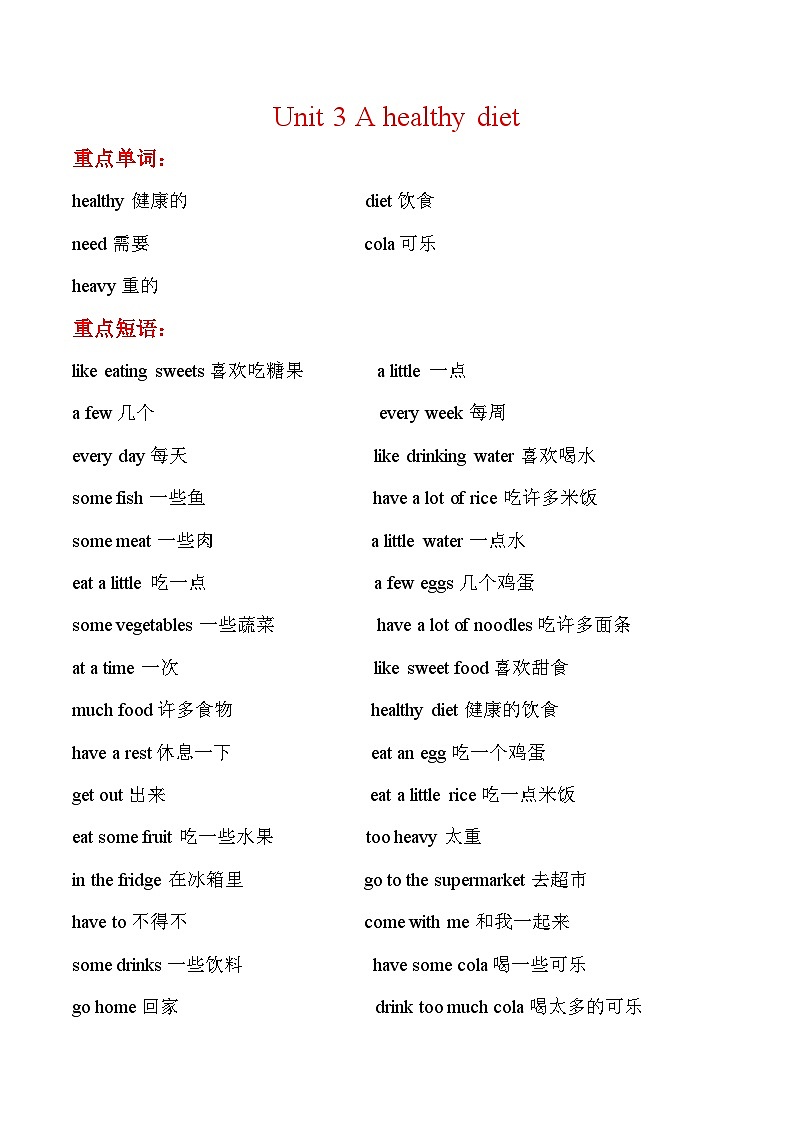 寒假预习：单元知识梳理+巩固练习+Unit+3+六年级英语下册+译林版（三起）含答案01