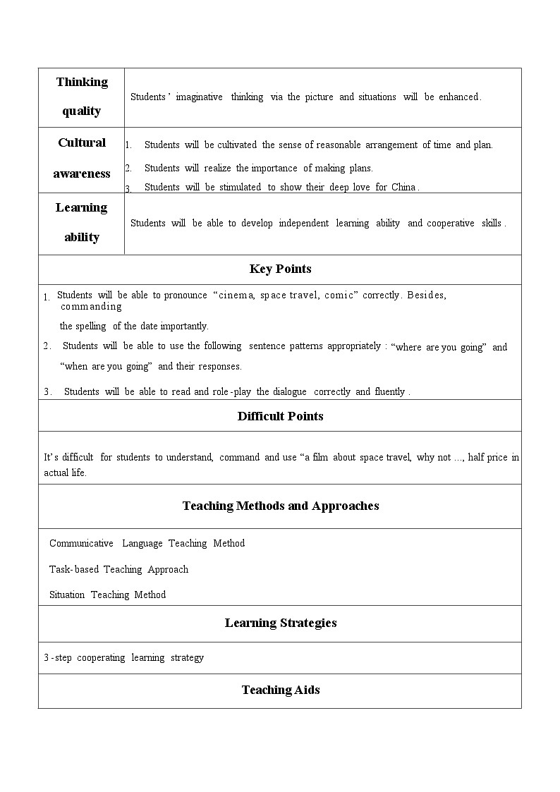 Unit3 My weekend plan Part B Let’s talk（教学设计）人教PEP版英语六年级上册第3页