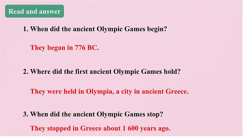 小学英语北京版六年级上册Unit 5 When did the ancient Olympic Games begin？Lesson18课件+单元整体教学设计08