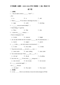 开学检测（试题）-2023-2024学年+译林版（三起）英语六年级下册