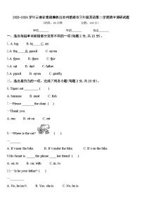 2023-2024学年云南省楚雄彝族自治州楚雄市三年级英语第二学期期中调研试题含答案