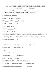 2023-2024学年安徽省宣城市宁国区三年级英语第二学期期中质量检测试题含答案