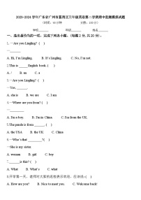 2023-2024学年广东省广州市荔湾区三年级英语第二学期期中监测模拟试题含答案