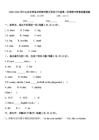 2023-2024学年山东省青岛市西海岸新区英语三年级第二学期期中质量检测试题含答案