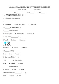 2023-2024学年山东省淄博市高青县三下英语期中复习检测模拟试题含答案