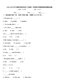 2023-2024学年成都市郫县英语三年级第二学期期中质量跟踪监视模拟试题含答案