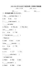 2023-2024学年江安县三年级英语第二学期期中预测试题含答案