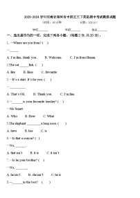 2023-2024学年河南省郑州市中原区三下英语期中考试模拟试题含答案