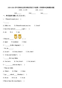 2023-2024学年甘肃省定西市漳县英语三年级第二学期期中经典模拟试题含答案