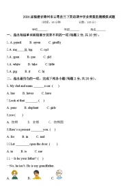 2024届福建省漳州市云霄县三下英语期中学业质量监测模拟试题含答案