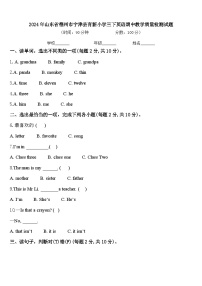 2024年山东省德州市宁津县育新小学三下英语期中教学质量检测试题含答案