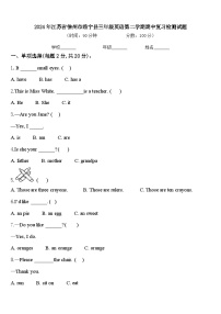 2024年江苏省徐州市睢宁县三年级英语第二学期期中复习检测试题含答案