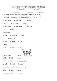 2024年湖南省永州市祁阳市三下英语期中调研模拟试题含答案