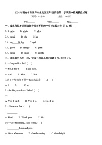 2024年湖南省张家界市永定区三年级英语第二学期期中检测模拟试题含答案