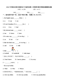 2024年甘肃省庆阳市镇原县三年级英语第二学期期中教学质量检测模拟试题含答案