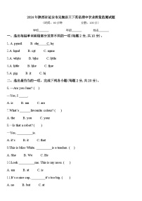 2024年陕西省延安市吴旗县三下英语期中学业质量监测试题含答案