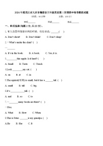 2024年黑龙江省大庆市肇源县三年级英语第二学期期中统考模拟试题含答案