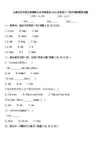 云南省红河哈尼族彝族自治州绿春县2024届英语三下期中调研模拟试题含答案