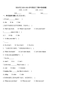 双台子区2023-2024学年英语三下期中考试试题含答案