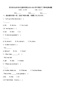 四川省乐山市市中区嘉州学校2023-2024学年英语三下期中经典试题含答案