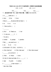 宁波市2023-2024学年三年级英语第二学期期中达标检测试题含答案