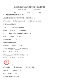 山东省德州地区2024年英语三下期中经典模拟试题含答案