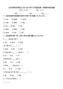 山东省青岛市李沧区2023-2024学年三年级英语第二学期期中统考试题含答案