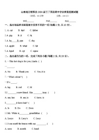 山南地区错那县2024届三下英语期中学业质量监测试题含答案