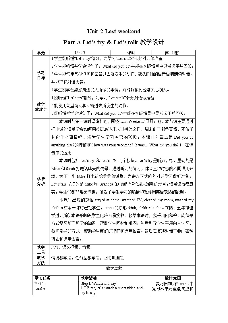 人教pep版英语六年级下册 Unit 2 第2课时 教学课件+同步教案01