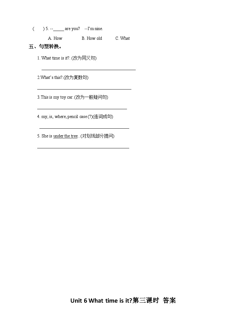 Unit 6 What time is it 第3课时 习题02